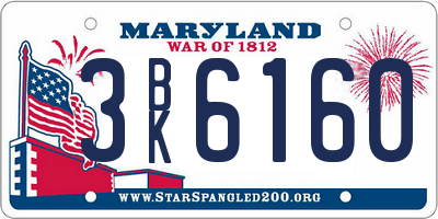 MD license plate 3BK6160