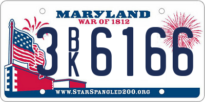 MD license plate 3BK6166