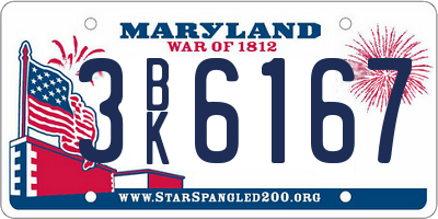 MD license plate 3BK6167
