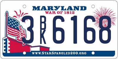 MD license plate 3BK6168