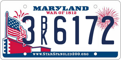 MD license plate 3BK6172