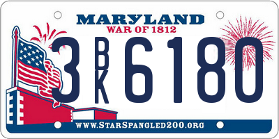 MD license plate 3BK6180