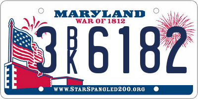 MD license plate 3BK6182