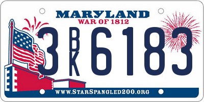 MD license plate 3BK6183