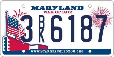MD license plate 3BK6187