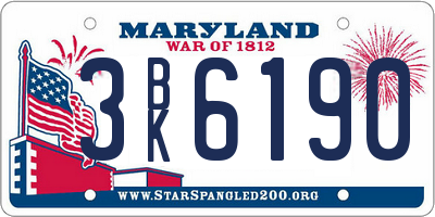 MD license plate 3BK6190