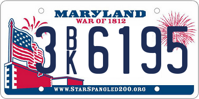 MD license plate 3BK6195