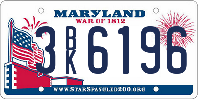 MD license plate 3BK6196
