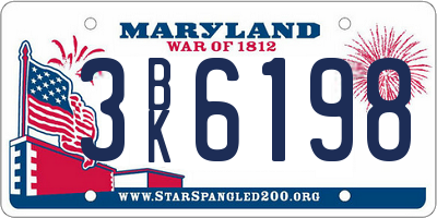 MD license plate 3BK6198
