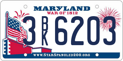 MD license plate 3BK6203