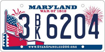 MD license plate 3BK6204