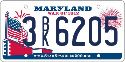 MD license plate 3BK6205