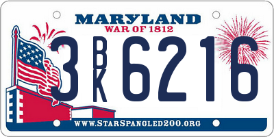 MD license plate 3BK6216