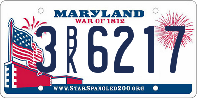 MD license plate 3BK6217