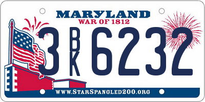 MD license plate 3BK6232