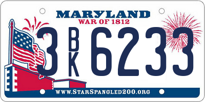 MD license plate 3BK6233