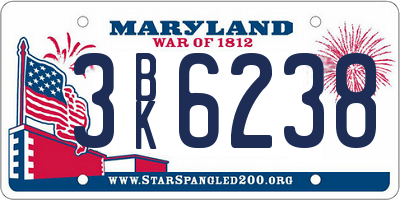 MD license plate 3BK6238