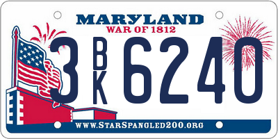 MD license plate 3BK6240