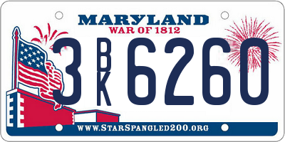 MD license plate 3BK6260