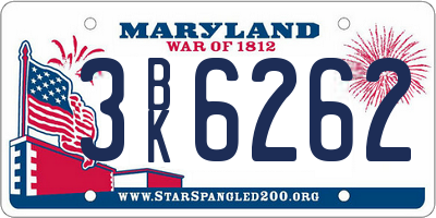 MD license plate 3BK6262