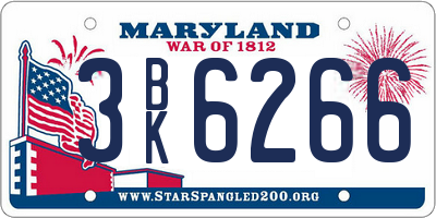 MD license plate 3BK6266