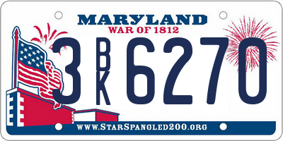 MD license plate 3BK6270