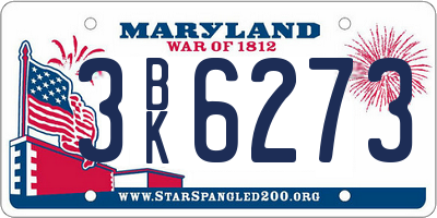 MD license plate 3BK6273