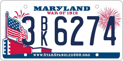 MD license plate 3BK6274