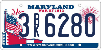 MD license plate 3BK6280