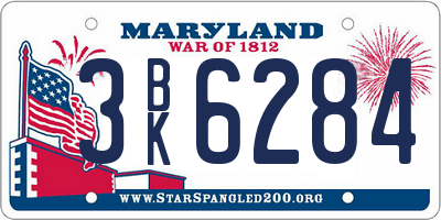 MD license plate 3BK6284