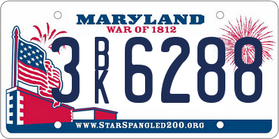 MD license plate 3BK6288