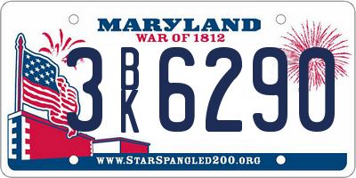 MD license plate 3BK6290