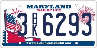 MD license plate 3BK6293