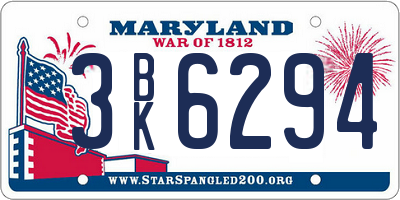 MD license plate 3BK6294