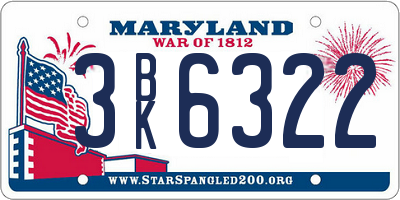 MD license plate 3BK6322