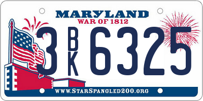 MD license plate 3BK6325