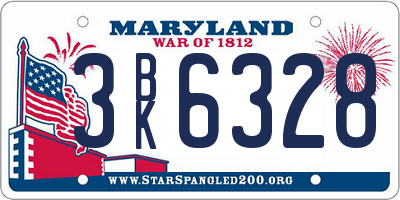 MD license plate 3BK6328