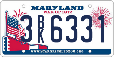 MD license plate 3BK6331