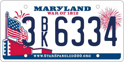 MD license plate 3BK6334