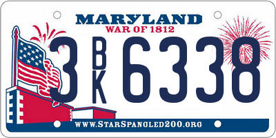 MD license plate 3BK6338