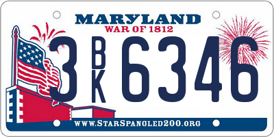 MD license plate 3BK6346