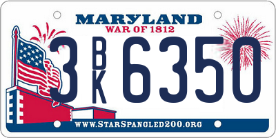 MD license plate 3BK6350