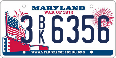 MD license plate 3BK6356