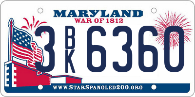 MD license plate 3BK6360