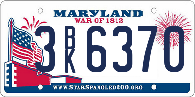 MD license plate 3BK6370