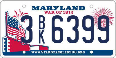 MD license plate 3BK6399