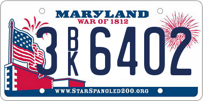 MD license plate 3BK6402