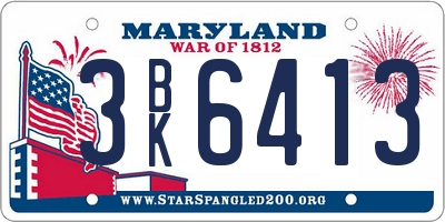 MD license plate 3BK6413
