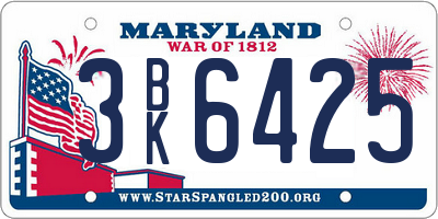 MD license plate 3BK6425