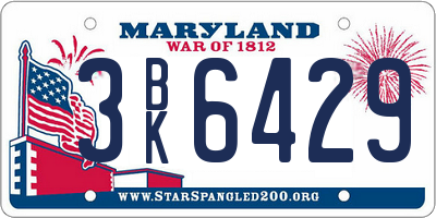 MD license plate 3BK6429